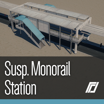 シティーズ スカイライン Suspended Monorail Station シンプルなモノレール駅 Mod